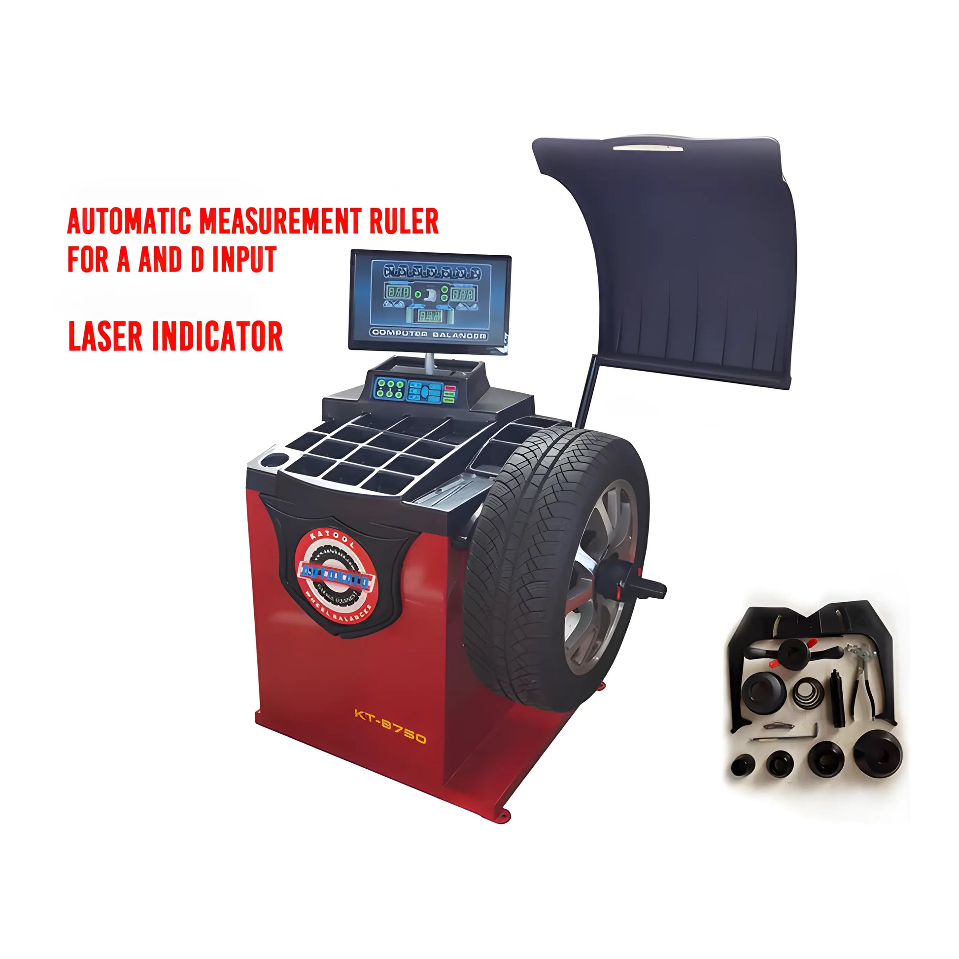 Katool Wheel Balancer Machine with Laser Indicator and Automatic Measurement Ruler for Accurate Balancing