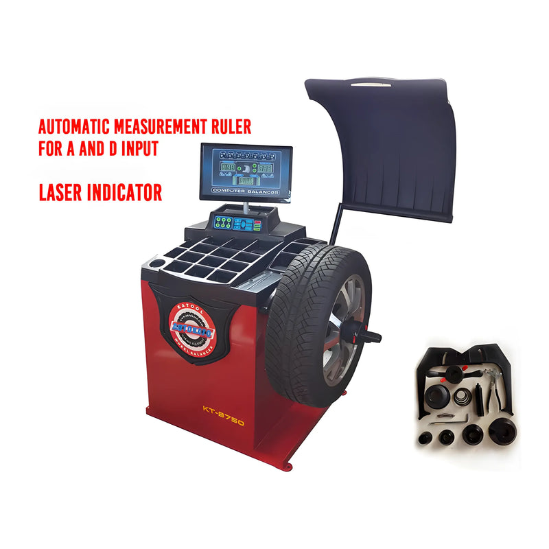 Katool Wheel Balancer Machine with Laser Indicator and Automatic Measurement Ruler for Accurate Balancing