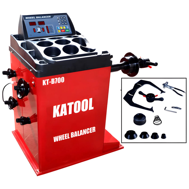 Katool Wheel Balancer with digital display and various accessories for accurate tire balancing