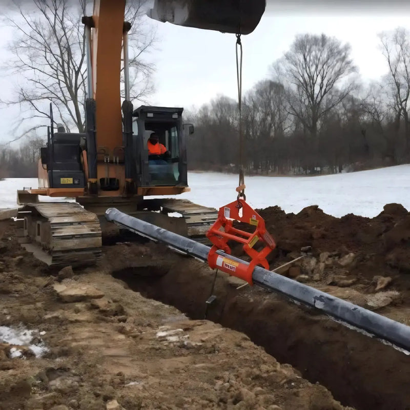 Kenco Concrete Pipe-Lift being used to safely lift a concrete pipe during excavation work