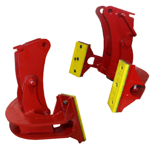 Kenco Manhole Legs in bright red and yellow for secure handling and lifting of heavy manhole covers