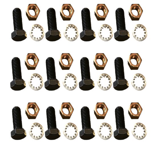 Kenco Pad Bolt Set featuring black bolts and various nuts for secure fastening applications