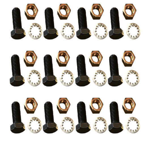 Kenco Pad Bolt Set featuring black bolts and various nuts for secure fastening applications