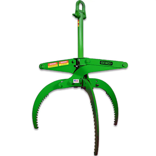 Kenco Rocklift Grapple in green with strong claws for efficient material handling and lifting