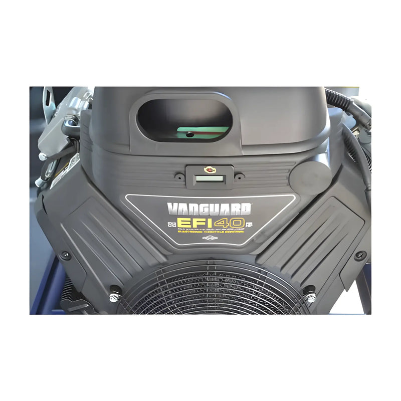 Close-up of Makinex 1212-23kW 480V engine with Vanguard EFI40 label and cooling fan