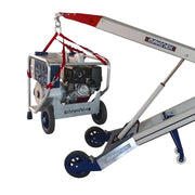 Makinex 5555-Glass lifting device with red straps and wheels for heavy equipment handling
