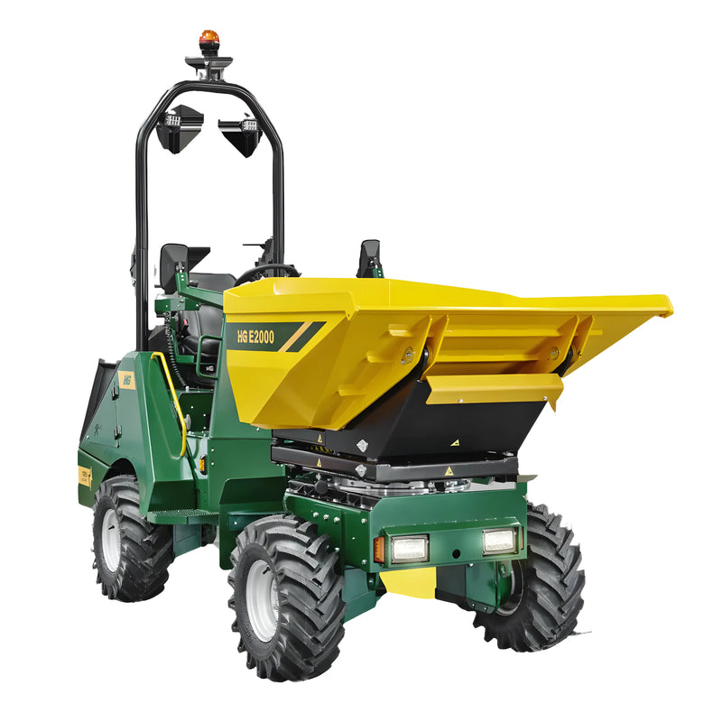 Makinex Dumper E2000 with a yellow skip, compact design, and all-terrain wheels for efficient material transport