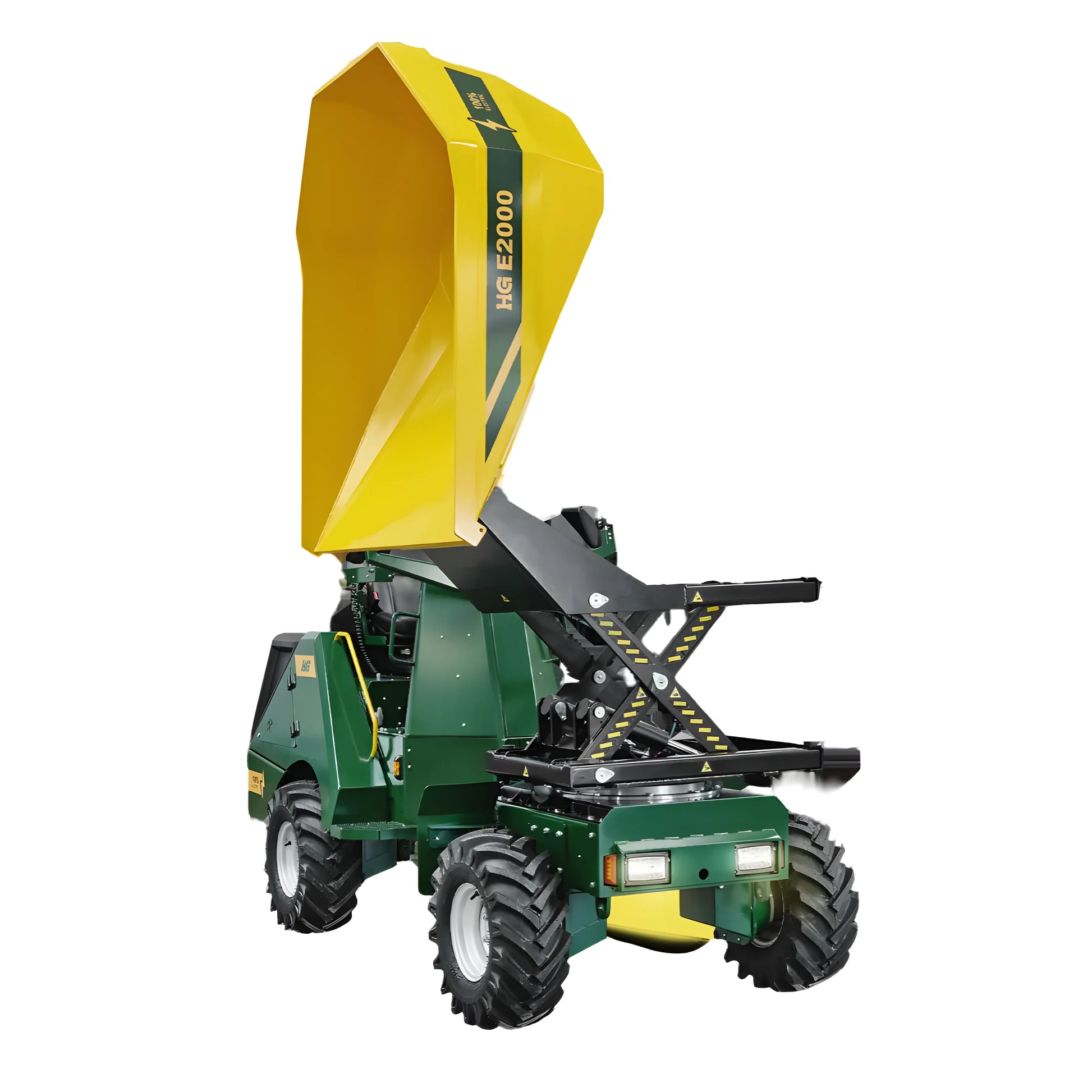 Makinex Dumper with a yellow tipping bucket for efficient material handling on construction sites