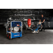 Makinex GEN-16P-MS-240 industrial floor grinding machine with operator in protective gear