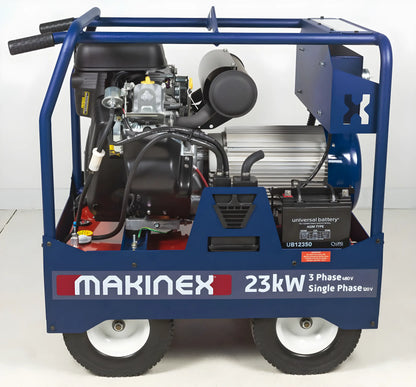 Makinex GEN-23P-MS-480 portable generator with 23kW power output and sturdy blue frame