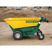 Makinex Mini Dumper in green and yellow with a robust design for easy material transport on site
