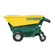 Makinex Mini Dumper Lithium Battery in green and yellow with large capacity and durable wheels for easy transportation