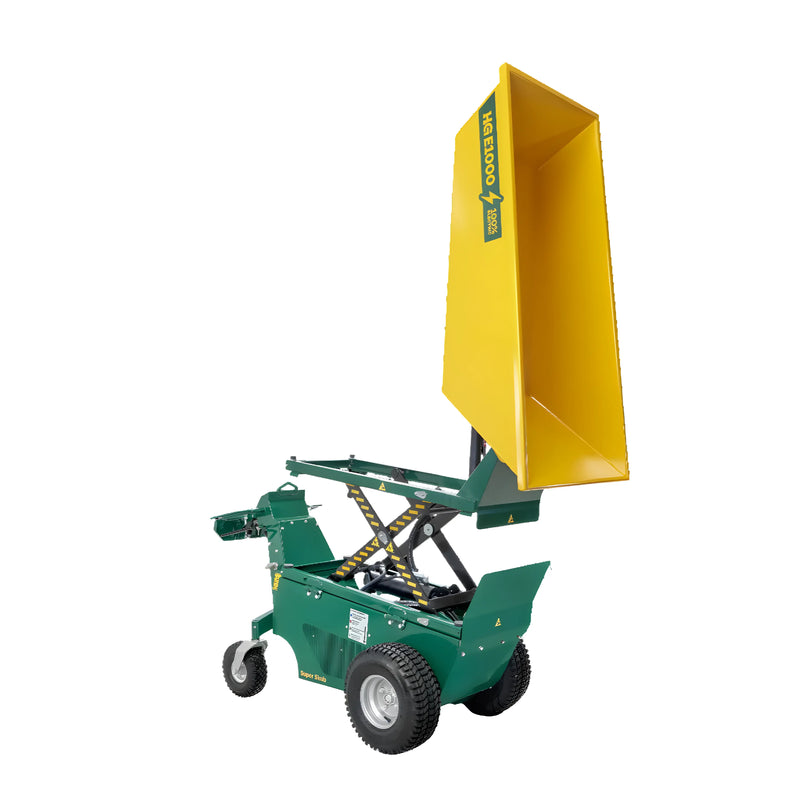 Makinex Mini Dumper Lithium Battery with yellow tipping bucket for efficient material transport
