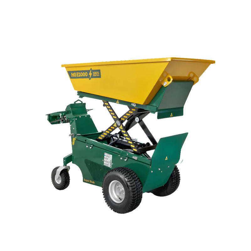 Makinex Mini Dumper Lithium Battery with a yellow container for efficient material transport on construction sites
