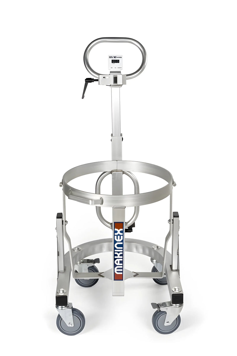 Makinex MS-100 MS-M-US heavy duty stainless steel cart with four swivel wheels and circular holder