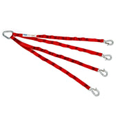 Makinex PHT2-SA-00 red heavy-duty lifting sling with three metal hooks and steel ring