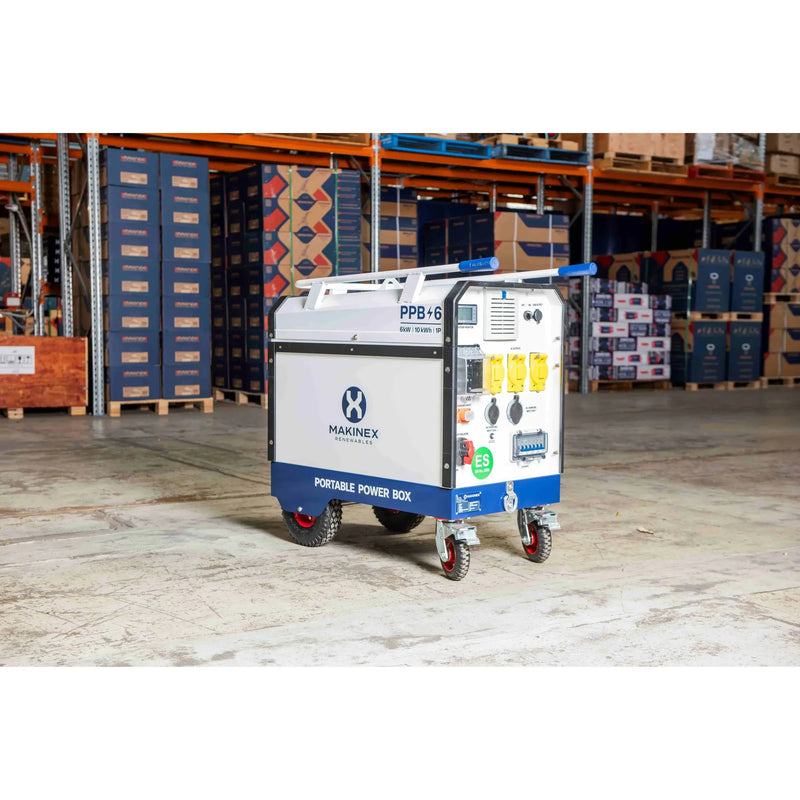 Makinex Portable Power Box on wheels with multiple power outlets for convenient electrical access