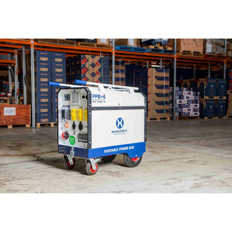 Makinex Portable Power Box with wheels, designed for easy transport and efficient power distribution in various settings