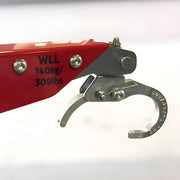 Close-up of Makinex Powered Hand Truck hook with 140kg weight limit for easy lifting