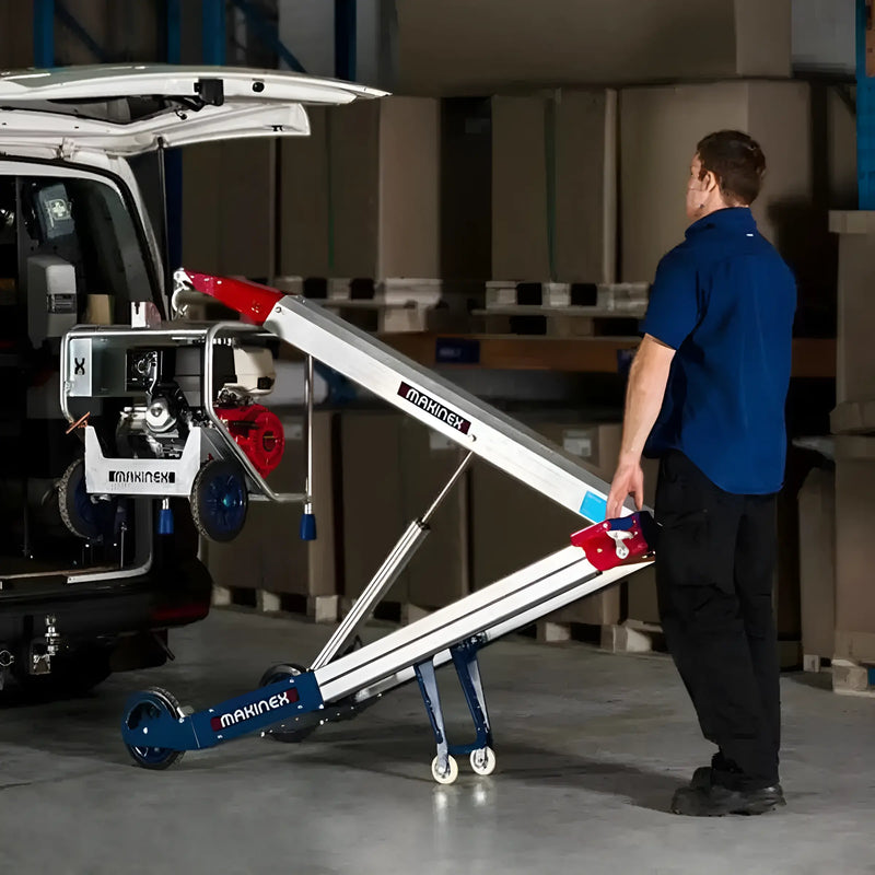 Makinex Powered Hand Truck being used to load items from a van with ease and efficiency
