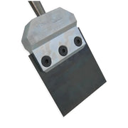 Close-up of Makinex TSH-B heavy-duty scraper blade with metal edge and mounting screws