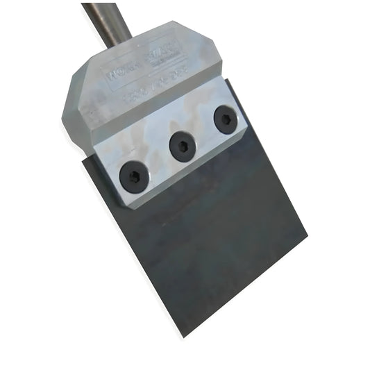 Close-up of Makinex TSH-B heavy-duty scraper blade with metal edge and mounting screws