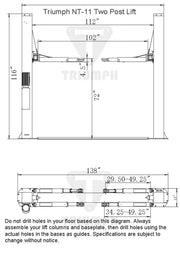 Triumph NT-11 (NT-11Q) 11,000 lb Two-Post Auto Lift