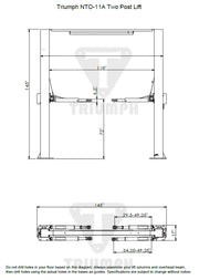 Triumph NTO-11AQ 11,000 lb Two-Post Auto Lift, Overhead Design with Truck Adapters