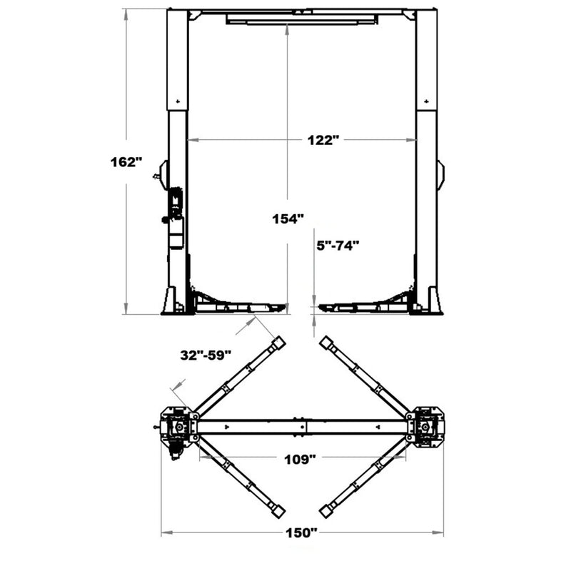Triumph NTO-13A 13,000 lb Two-Post Auto Lift
