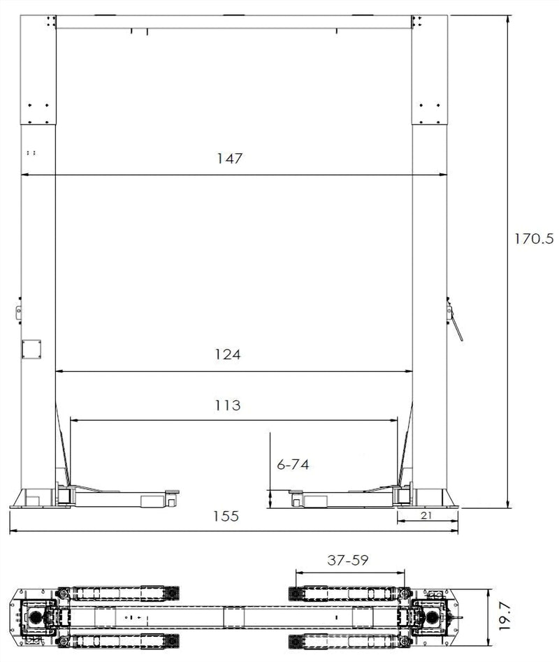 Triumph NTO-20S 20,000 lb Two-Post Auto Lift