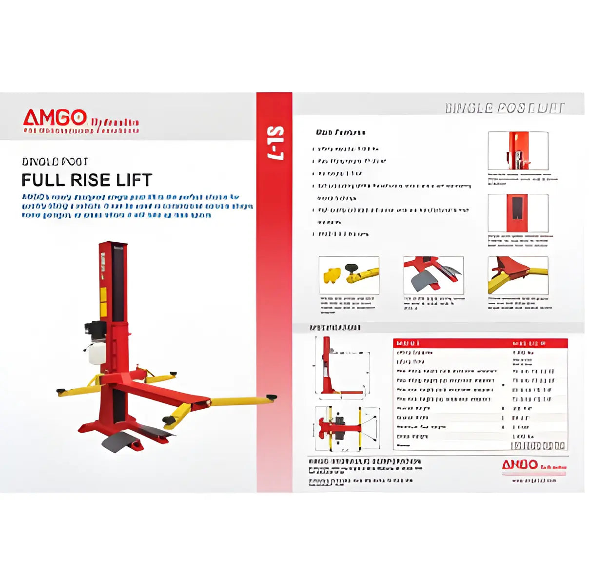 AMGO SL-7 7,000 lbs Single Post Lift