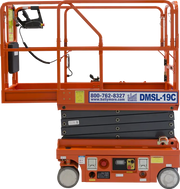 Ballymore drivable compact scissor lift in orange designed for elevated work access