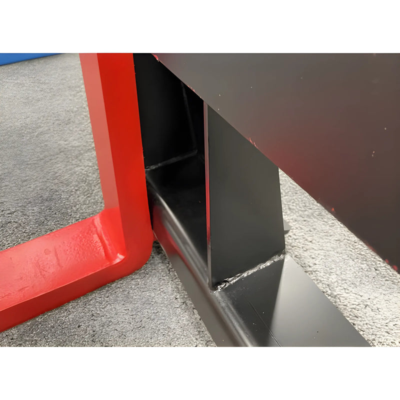 Close-up of black and red metal components on Star Industries 110EC-ITA equipment showing sturdy construction