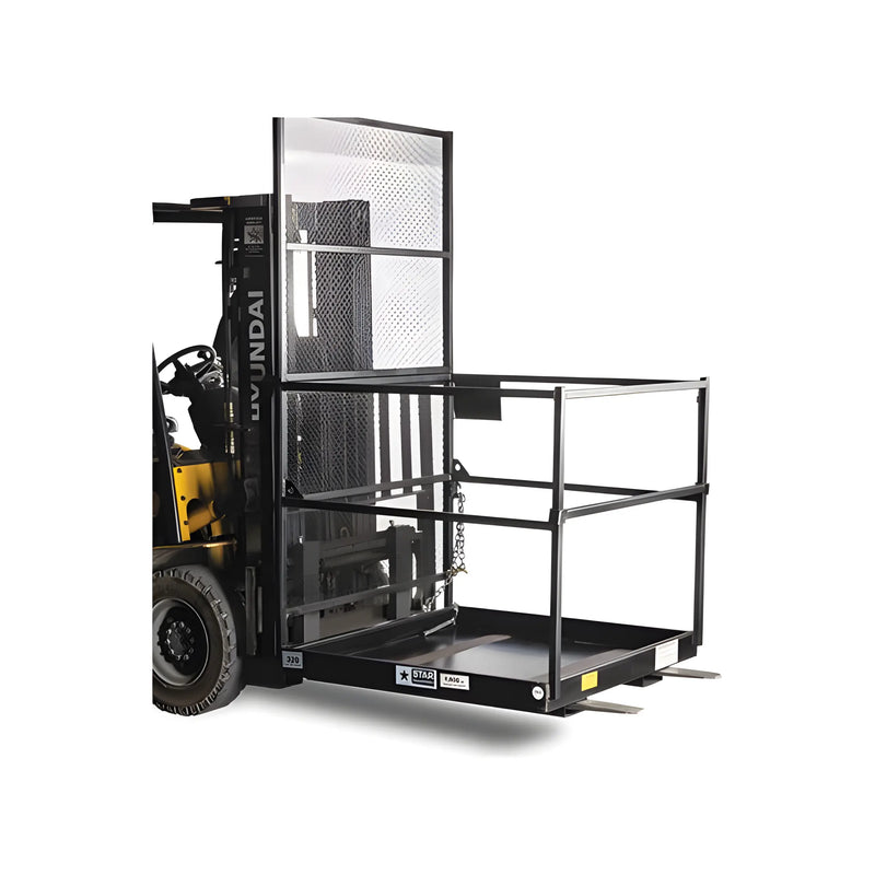 Star Industries 1244B forklift safety cage attachment with protective mesh and guard rails
