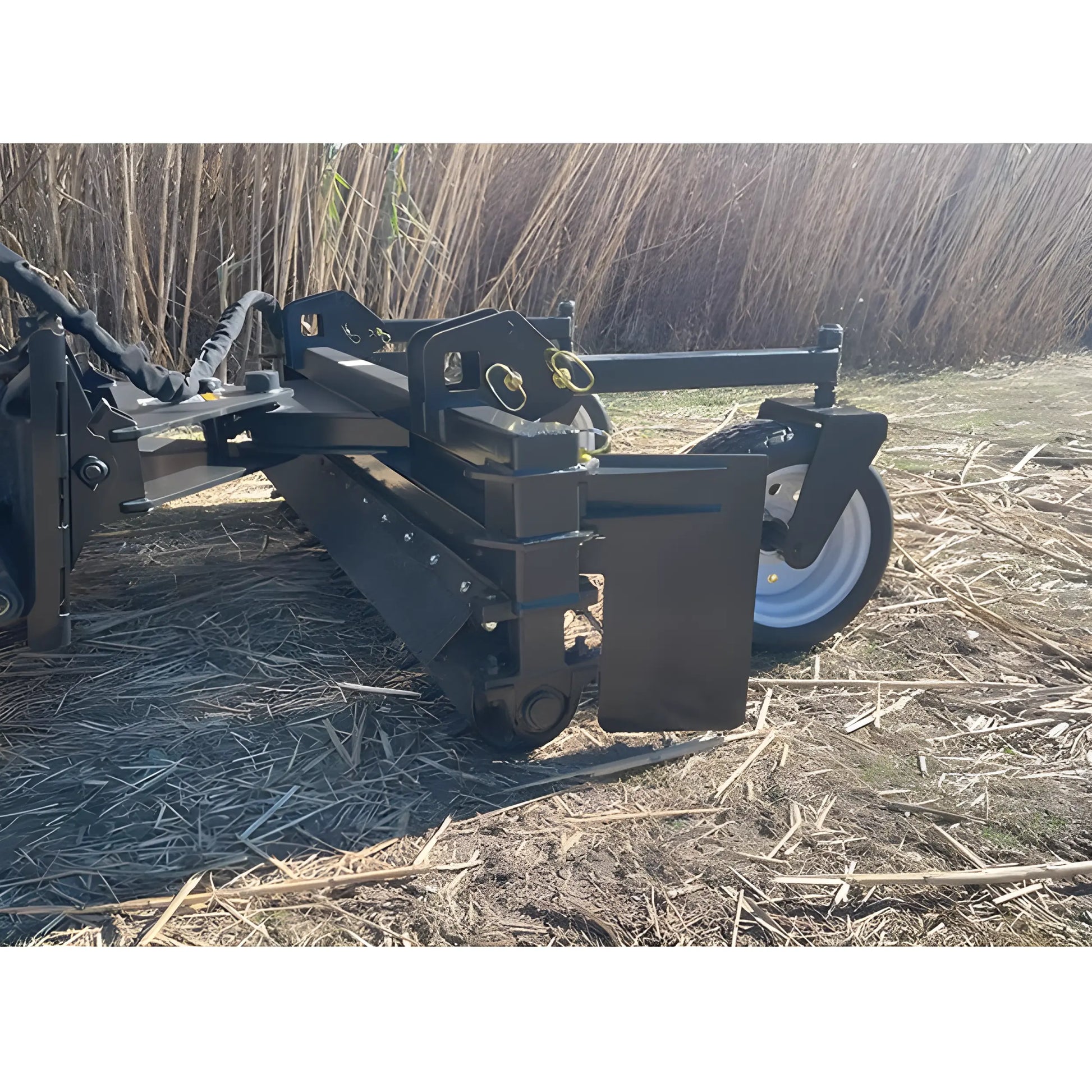 Star Industries 130-72 heavy-duty agricultural equipment attachment with black metal frame and large wheel