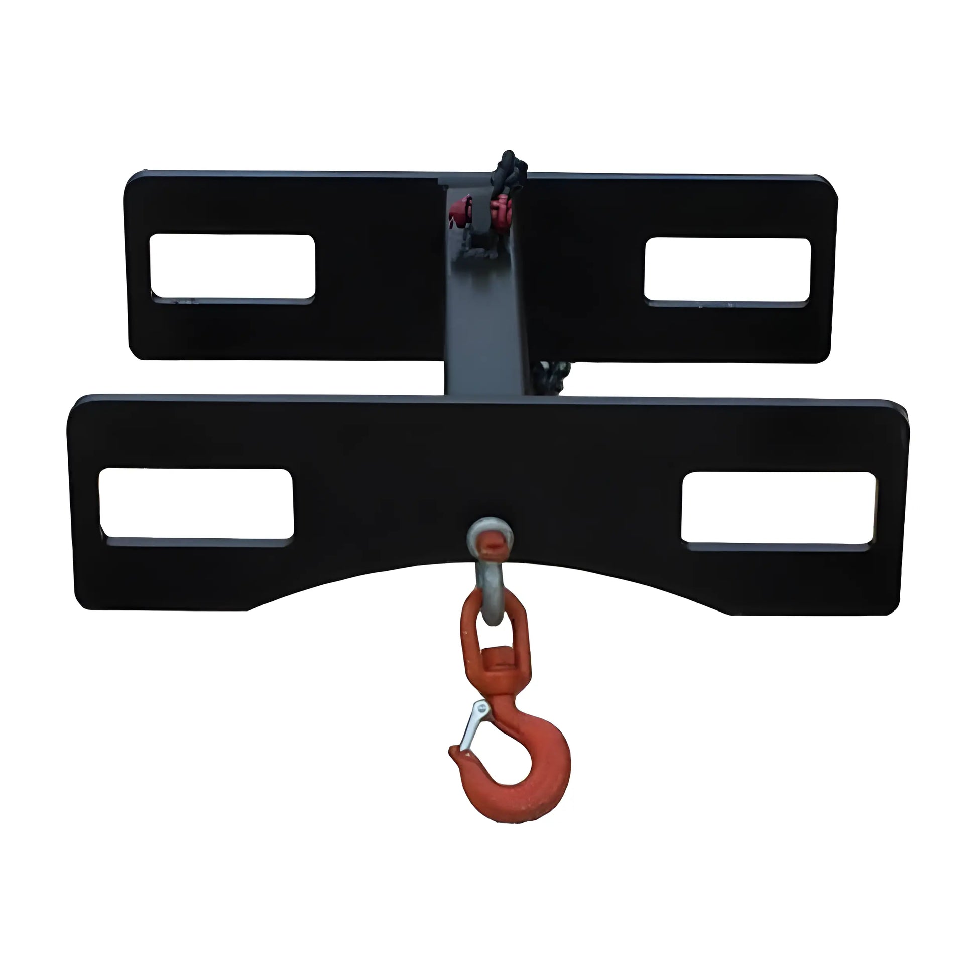 Heavy-duty black metal towing hitch with red hook attachment by Star Industries 1366