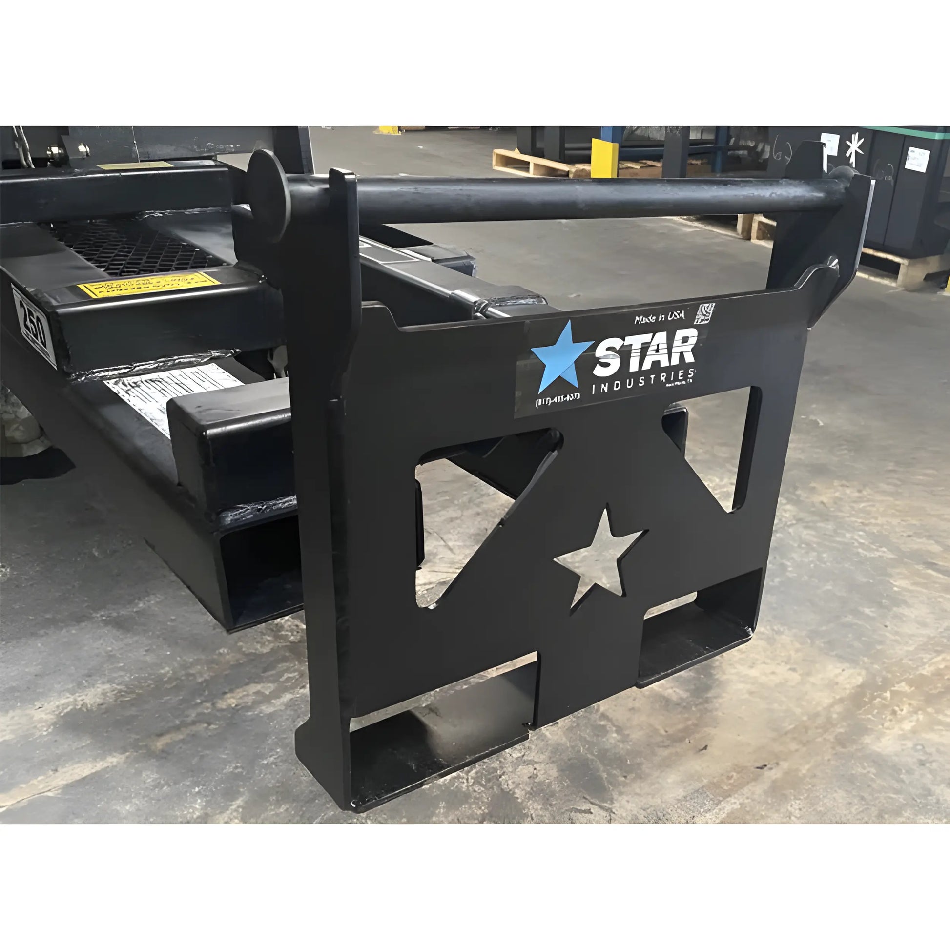 Star Industries 1390-FM heavy-duty forklift attachment with black steel frame and star cutout design