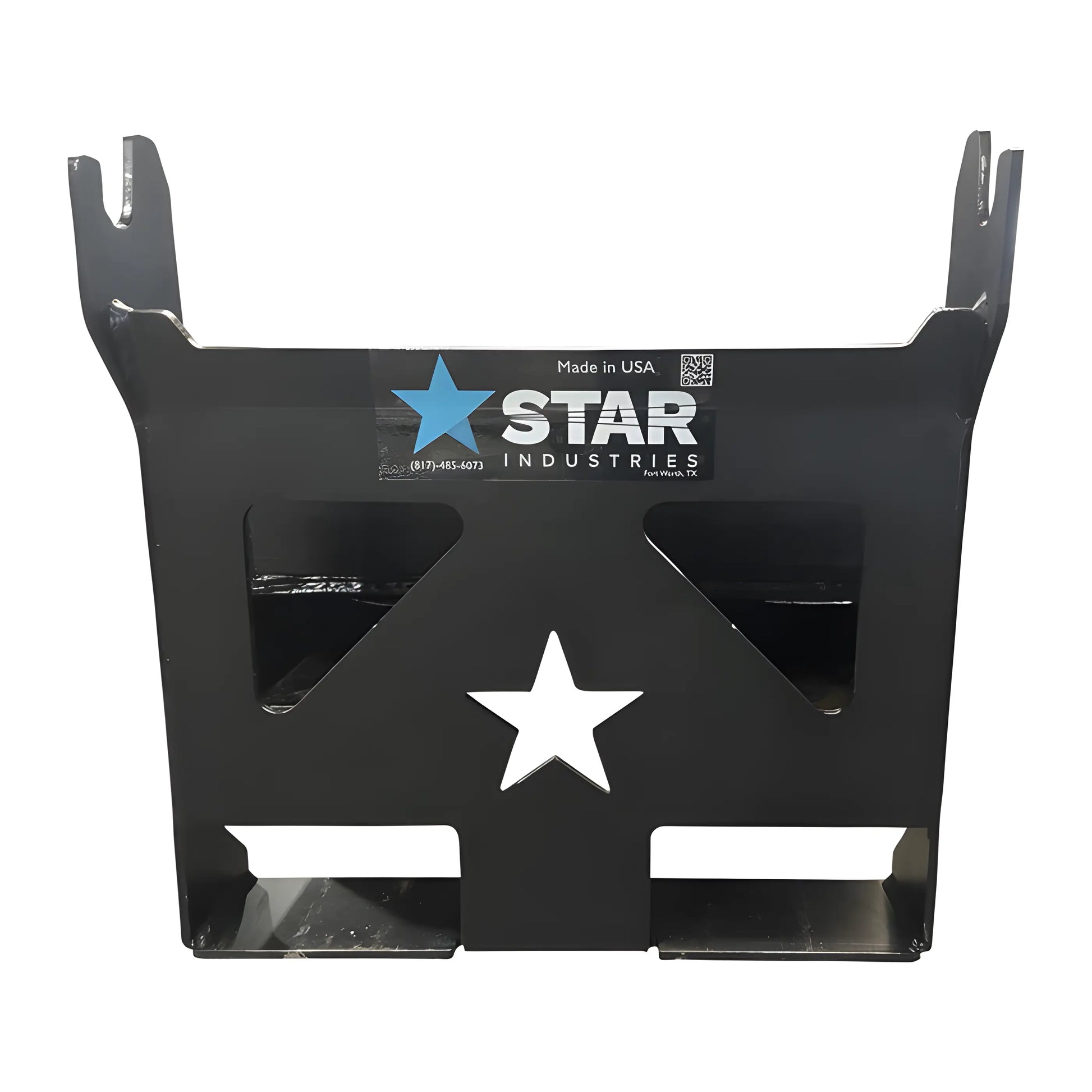 Star Industries 1390-FM black steel skid plate with star cutout and mounting brackets