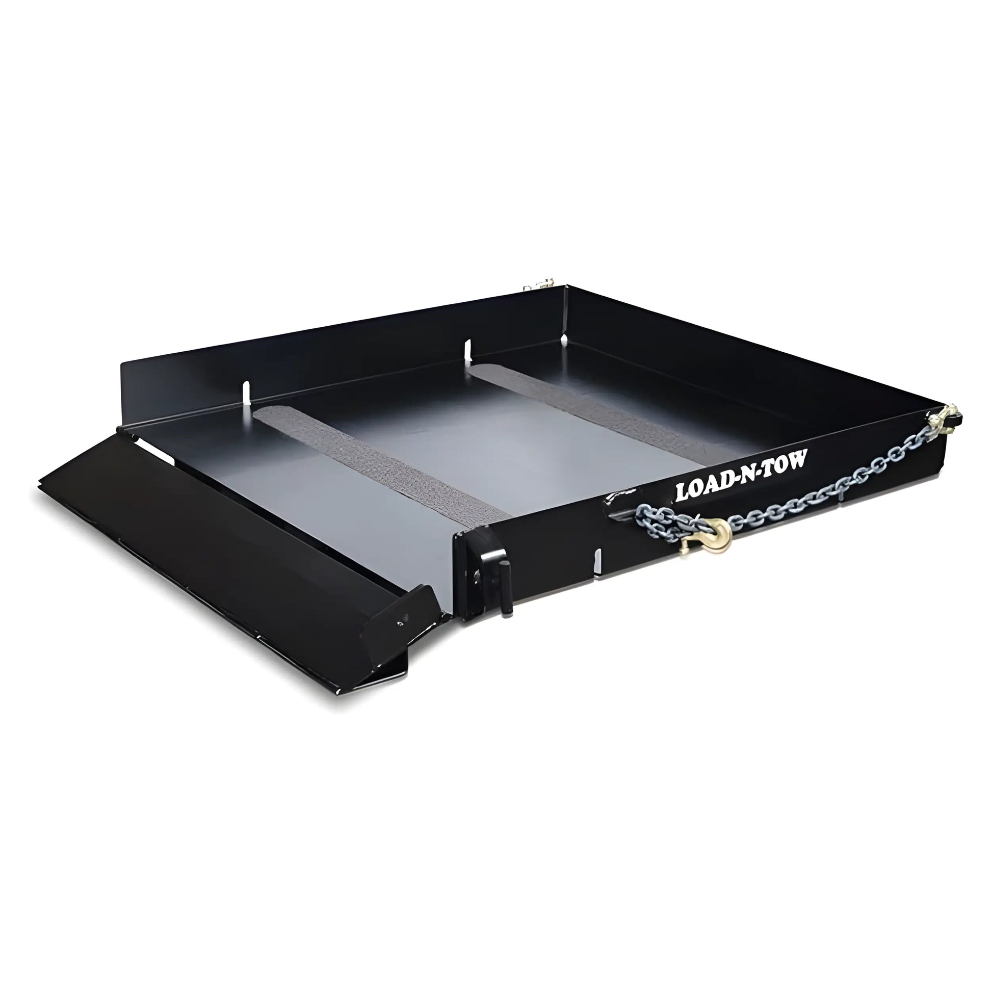 Star Industries 1398 black metal Load-N-Tow accessory flat platform with straps and safety chain