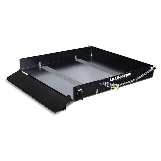 Star Industries 1398 black metal Load-N-Tow accessory flat platform with straps and safety chain