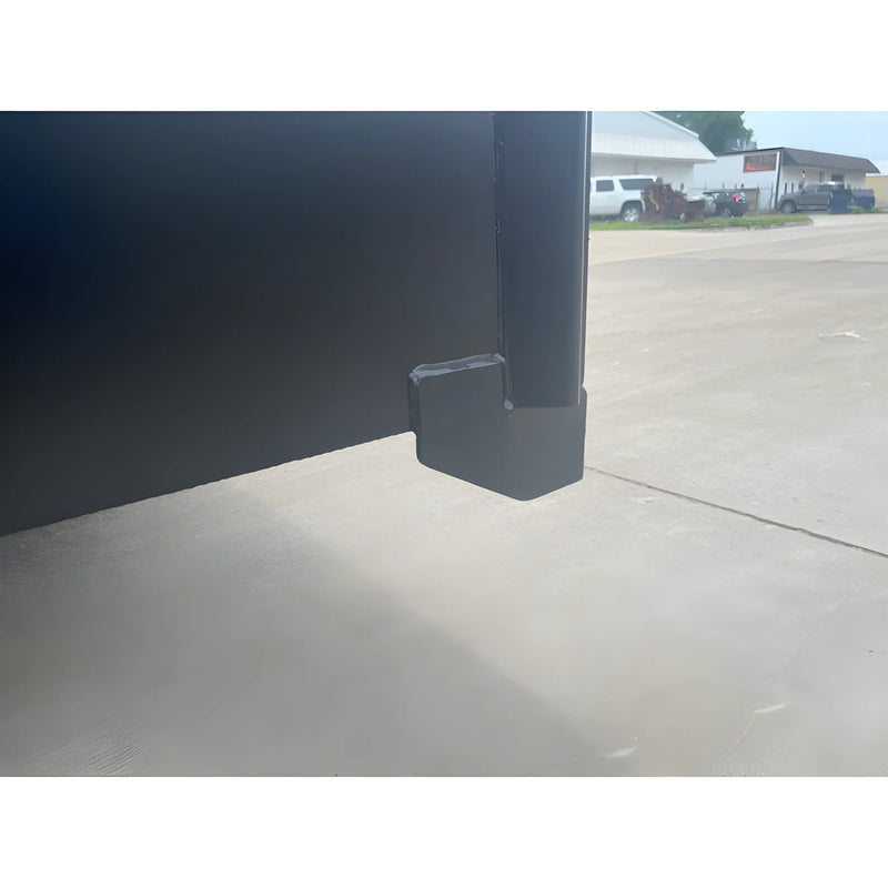 Close-up of black metal corner piece from Star Industries 1420 1425 1430 trailer parts outdoors