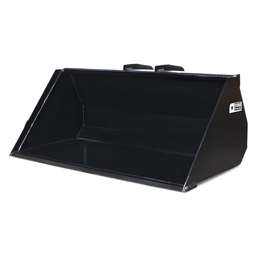 Black heavy-duty loader bucket attachment with Star Industries 1472 branding in white