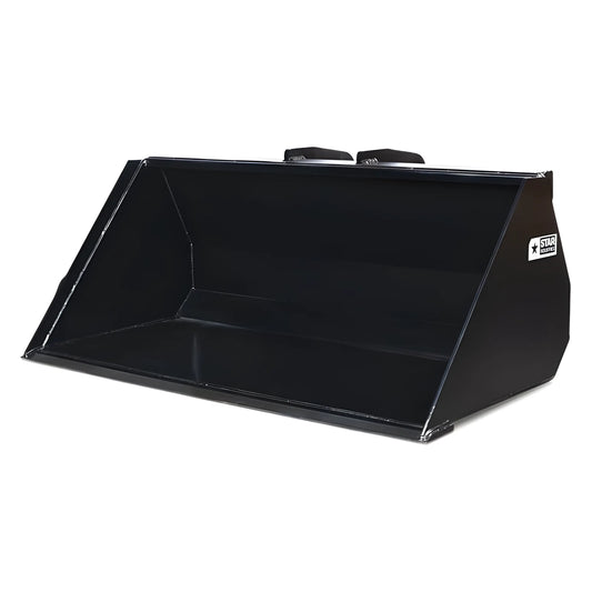 Black heavy-duty loader bucket attachment by Star Industries 1472HB for construction equipment