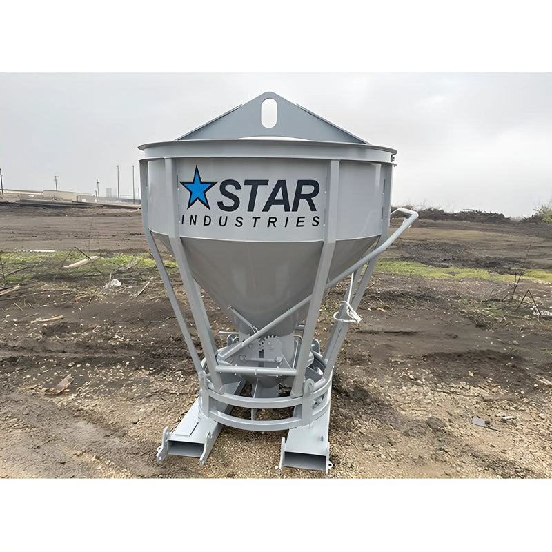 Star Industries 1520 gray industrial concrete hopper on construction site with blue star logo