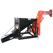 Star Industries 1575 black metal bulk material hopper attachment on forklift for loading and unloading