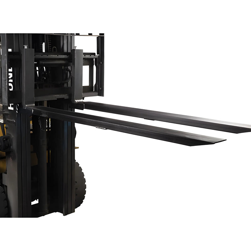 Close-up of black metal forklift forks for heavy lifting by Star Industries 1664