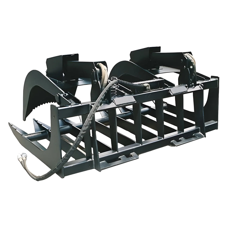 Star Industries 170-66 170-72 heavy duty grapple attachment with hydraulic hoses and black metal frame