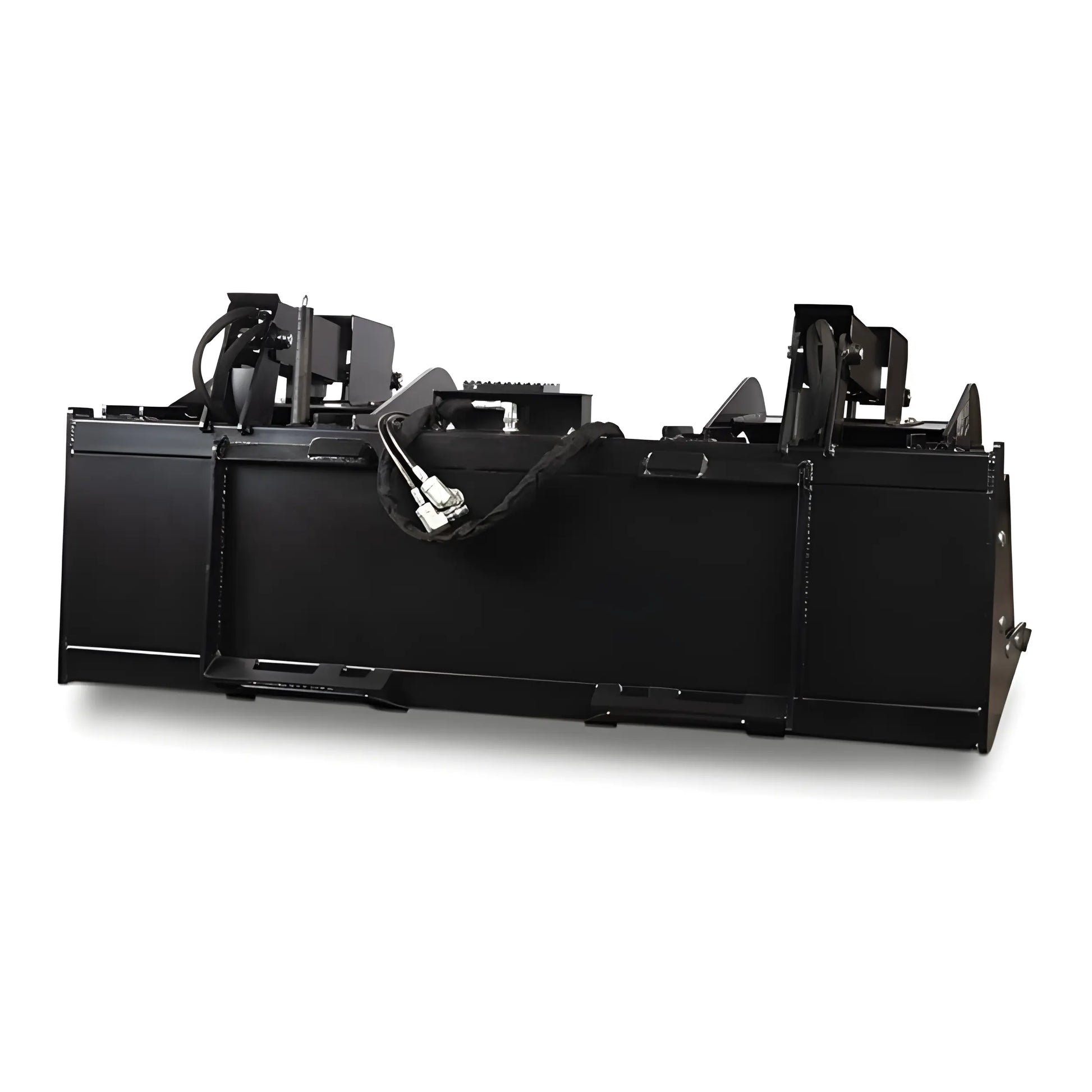 Black heavy-duty metal attachment by Star Industries 175-66 175-72 with hydraulic connections