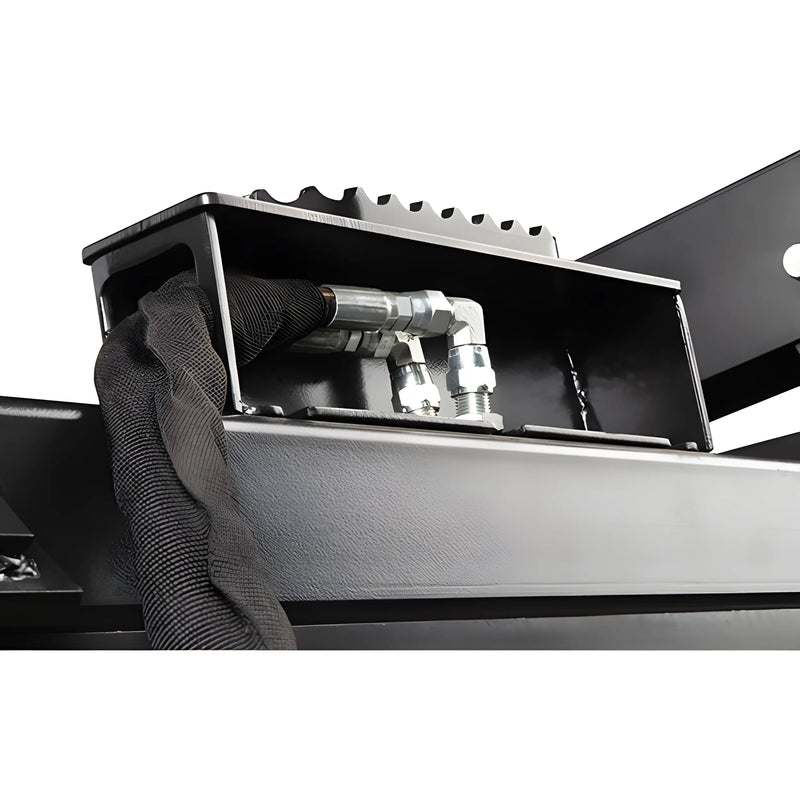 Close-up of Star Industries 175-66 175-72 hydraulic hose connections in black metal housing