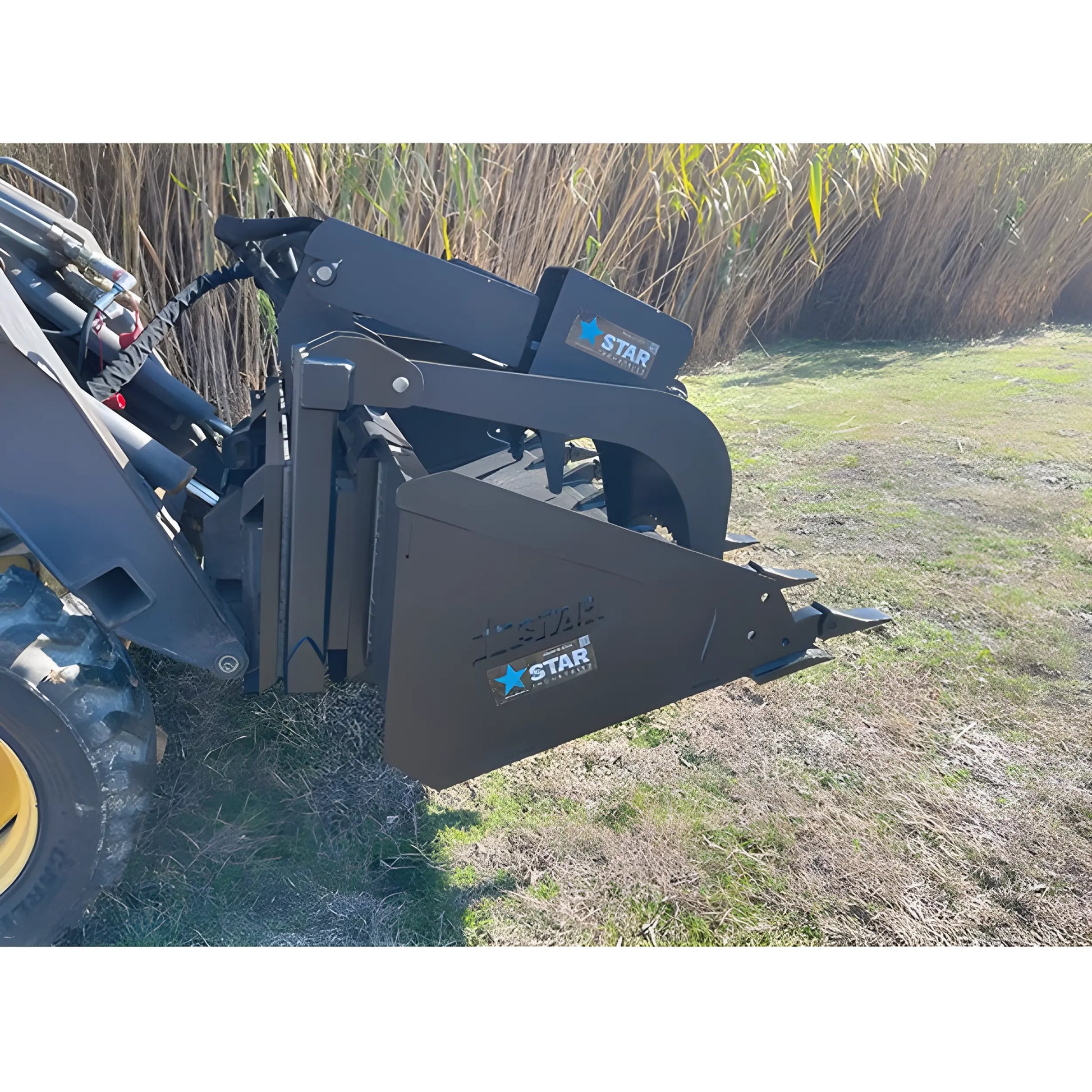 Star Industries 175-UGA heavy-duty soil stabilizer attachment mounted on skid steer loader